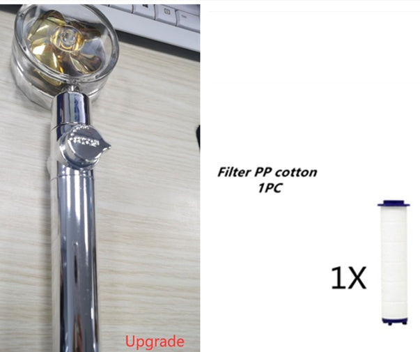 Douchette Turbo Propeller Économiseur d'Eau Haute Pression 360 Degrés avec Extension de Ventilateur