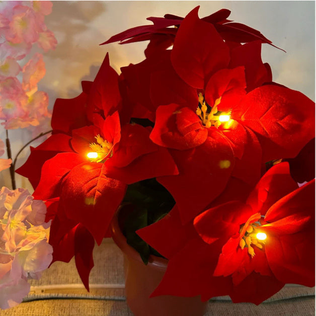 Guirlande Lumineuse de Fleurs Rouges pour Cadre de Porte