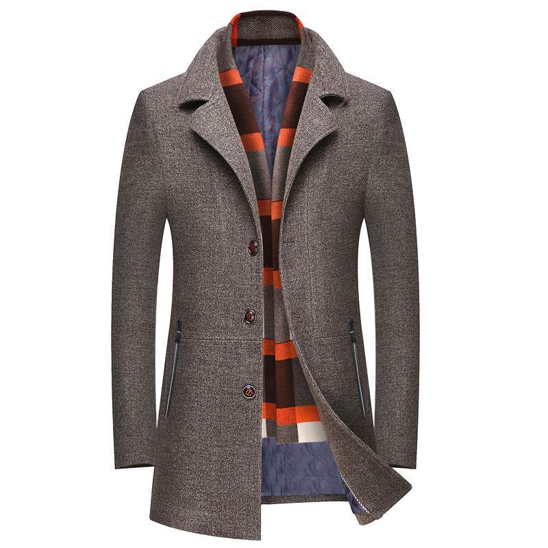 Manteau Mi-Long en Laine à Col Revers pour Homme - Allomarc.com
