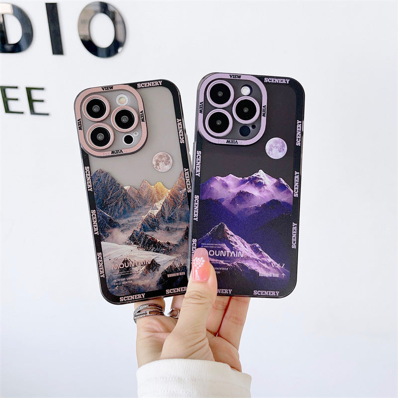 Coque de Téléphone Apple 14 Violet Foncé - Pic de Montagne