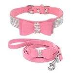 Collier et Laisse en Cuir avec Strass - Allomarc.com