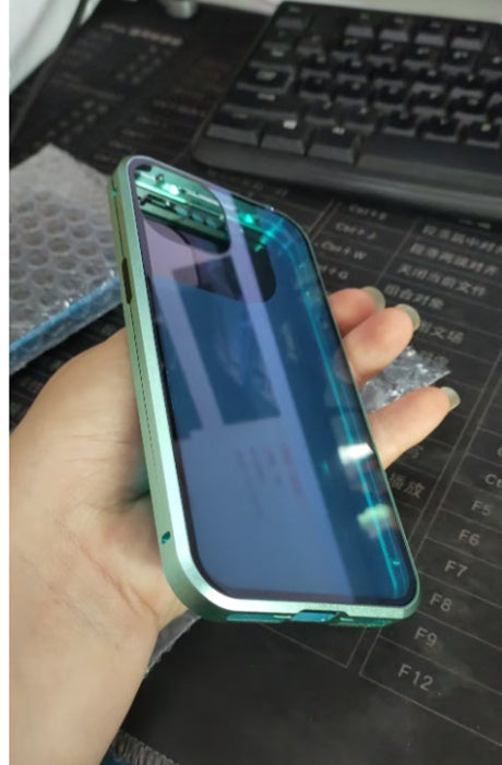 Coque de téléphone en verre de protection magnétique anti-regard