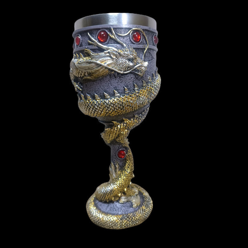 Verre à vin rouge créatif personnalisé 3D en acier inoxydable Dragon Chinois