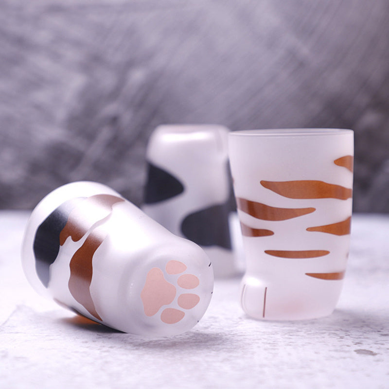 Mug Tigre Pattes de Chat Créatif en Verre - Tasse de Café Bureau