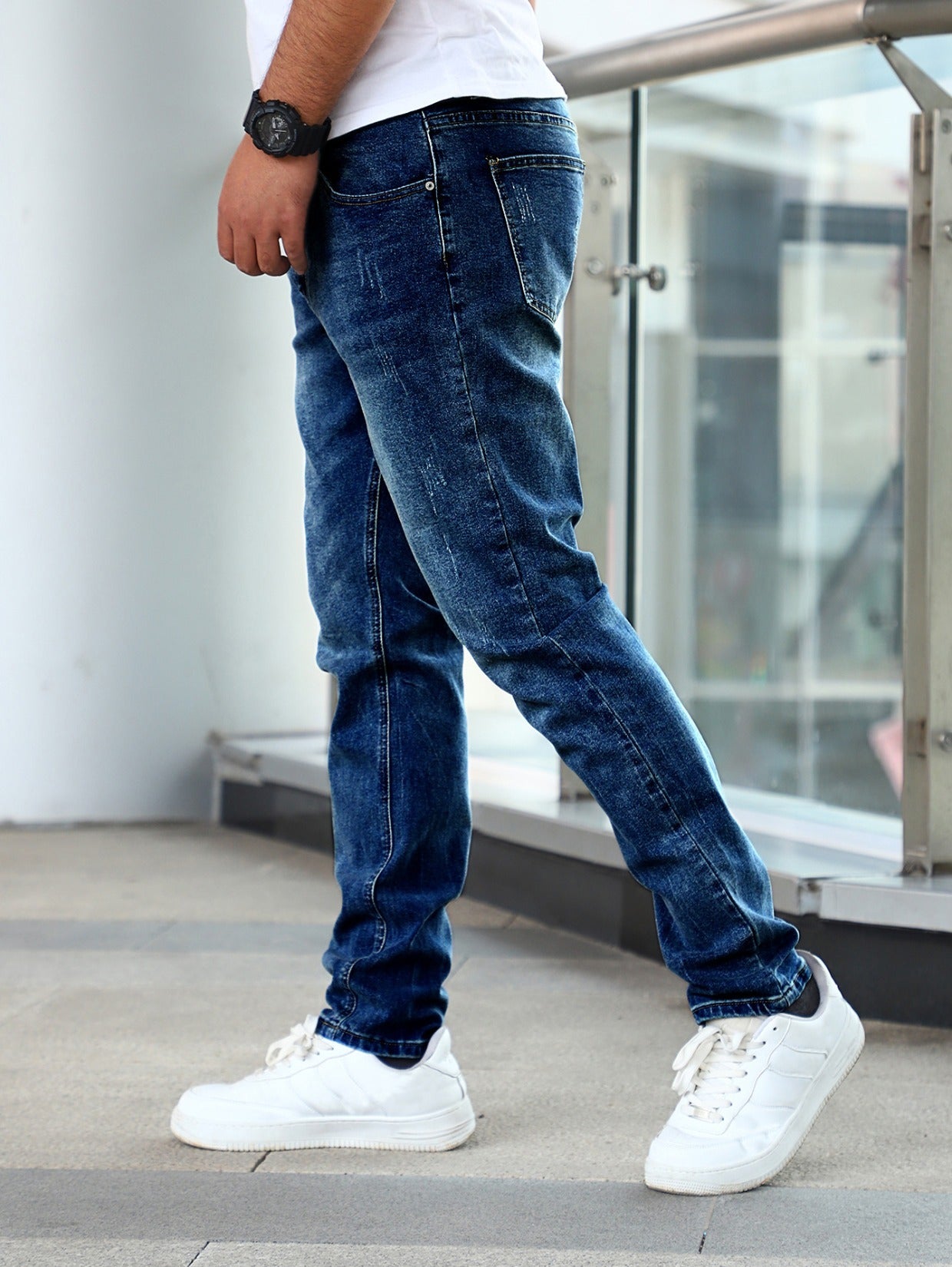 Pantalons Casual Bleus Slim Fit Stretch pour Jeunes