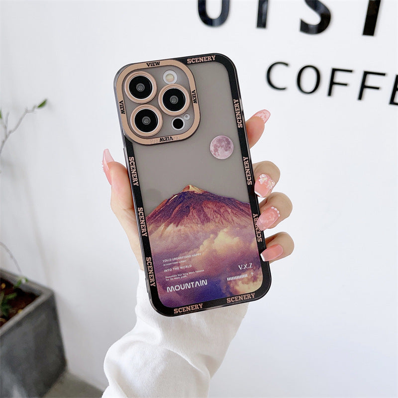Coque de Téléphone Apple 14 Violet Foncé - Pic de Montagne