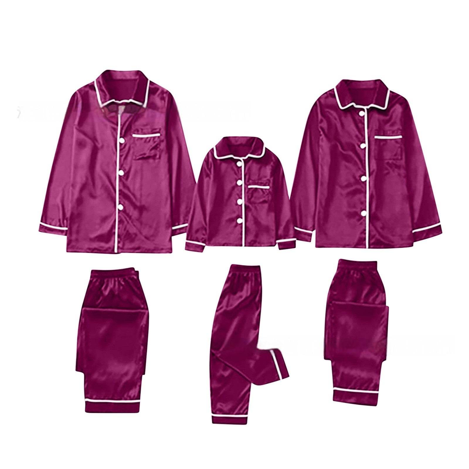 Pyjama en Soie Glacée Parent-Enfant à Manches Longues - Allomarc.com
