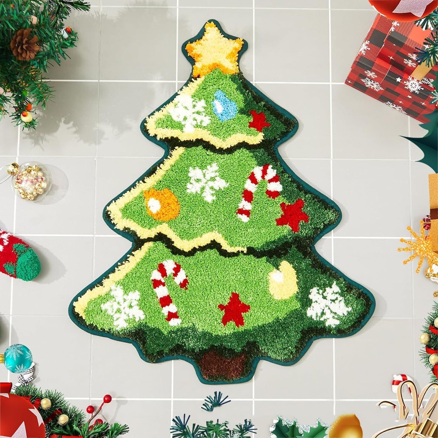 Tapis en Cachemire Nordique pour Arbre de Noël