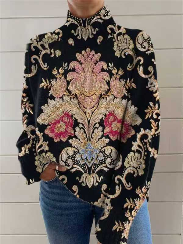 Pull En Col Roulé Imprimé Pour Femmes - Noël
