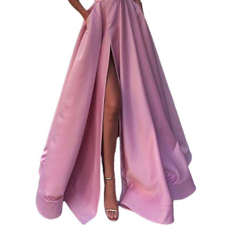 Robe à Épaule Unique avec Jupe Évasée