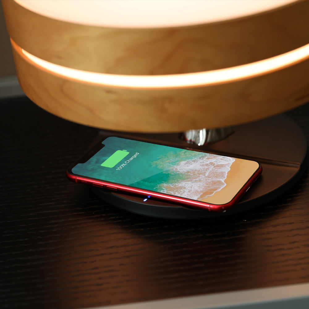 Enceinte Bluetooth Intelligente avec Lampe de Lit et Chargement Sans Fil