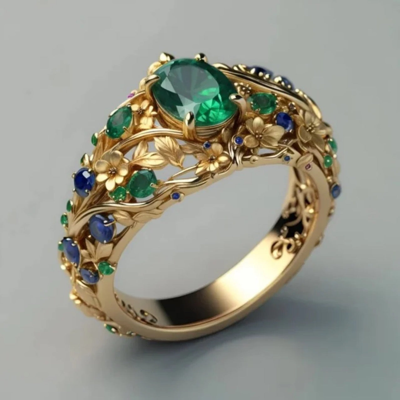 Bague Élégante en Zircon Coloré Sculpté - Luxe Abordable