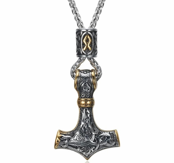 Pendentif en Forme de Marteau Rune Viking Nordique pour Homme