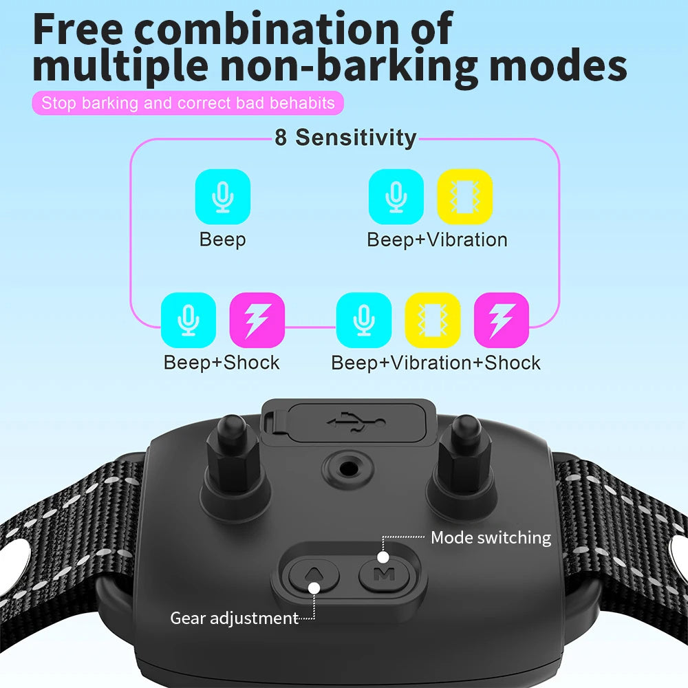 Collier Anti-Aboiement Automatique Rechargeable pour Chiens avec Affichage Numérique HD et Étanchéité IP67