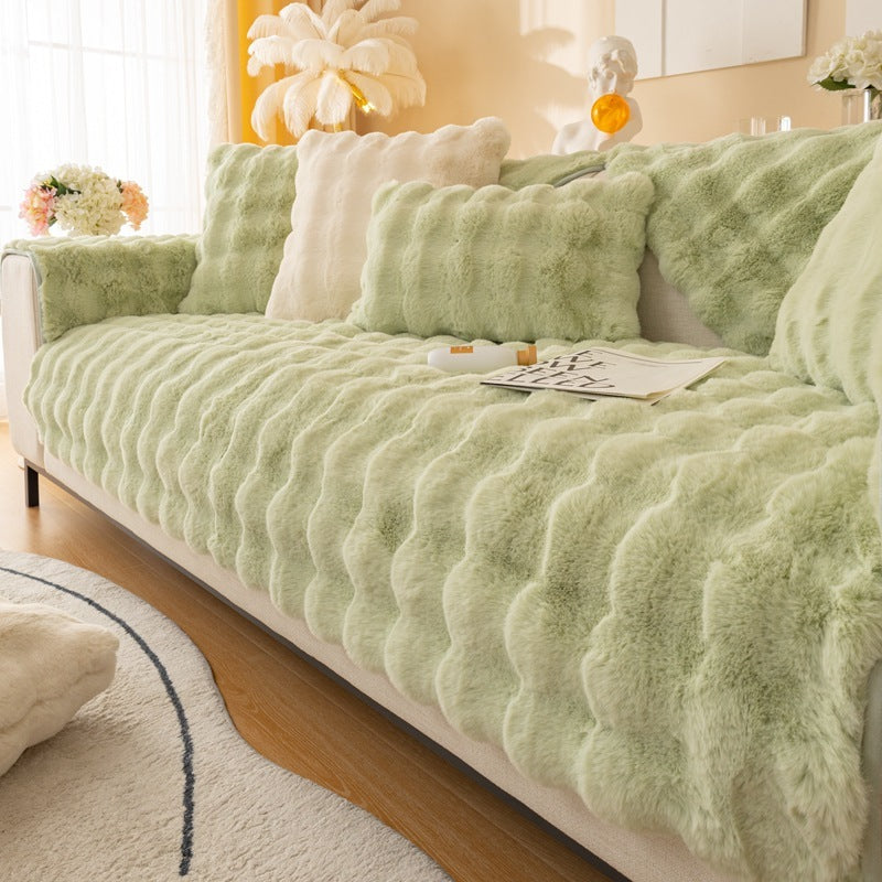 Coussin de canapé moderne en peluche épaisse d'hiver en lapin