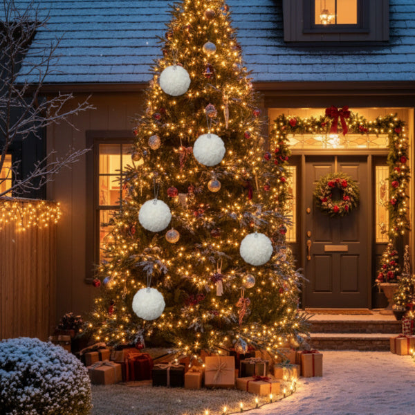 Ensemble de 6 Boules de Noël Crème Ruffle pour Décorations Suspendues