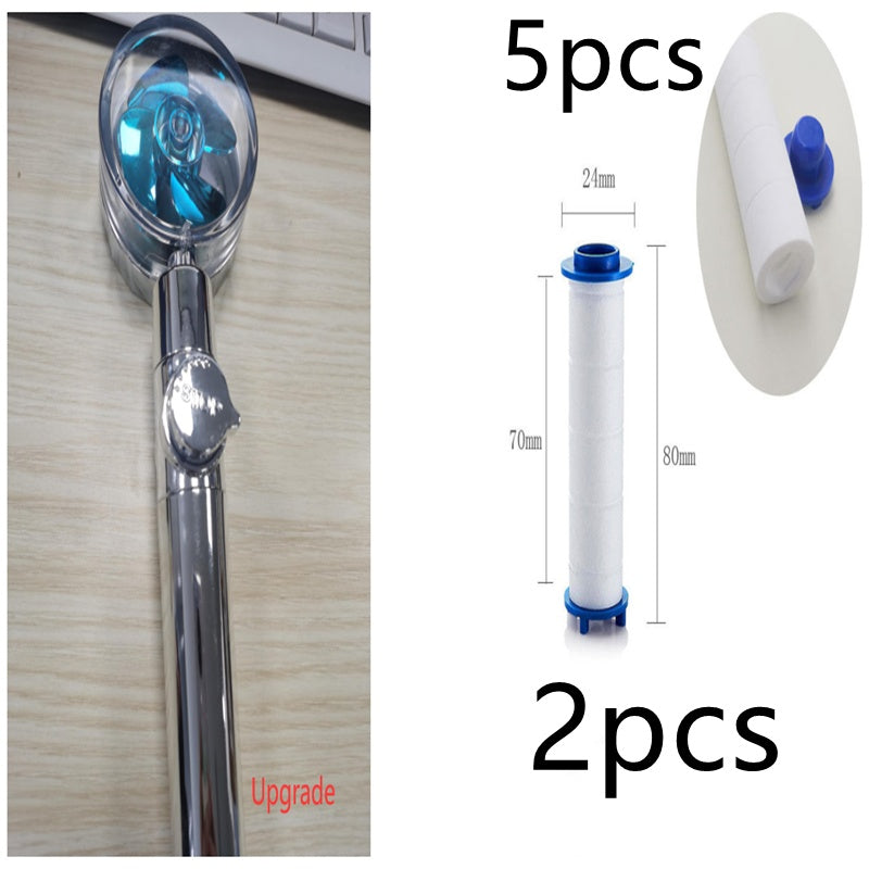 Douchette Turbo Propeller Économiseur d'Eau Haute Pression 360 Degrés avec Extension de Ventilateur