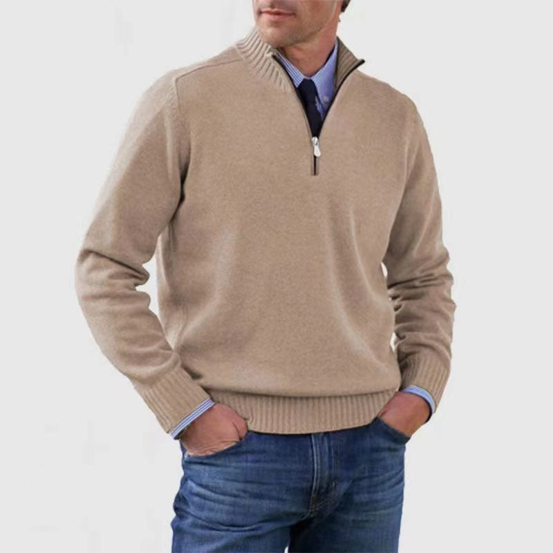 Pull Zippé Col Montant pour Homme - Mode Hiver Couleur Unie