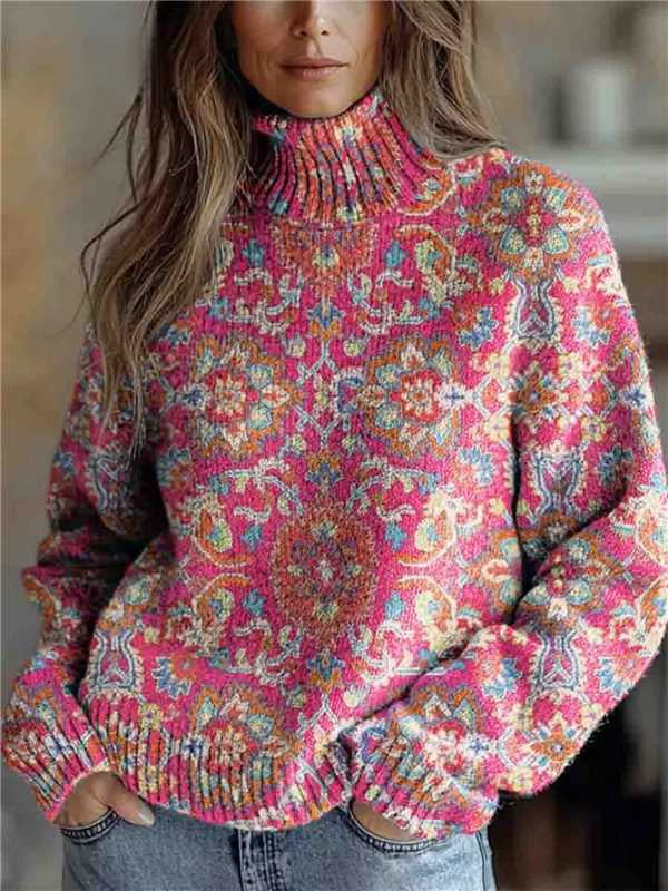 Pull En Col Roulé Imprimé Pour Femmes - Noël