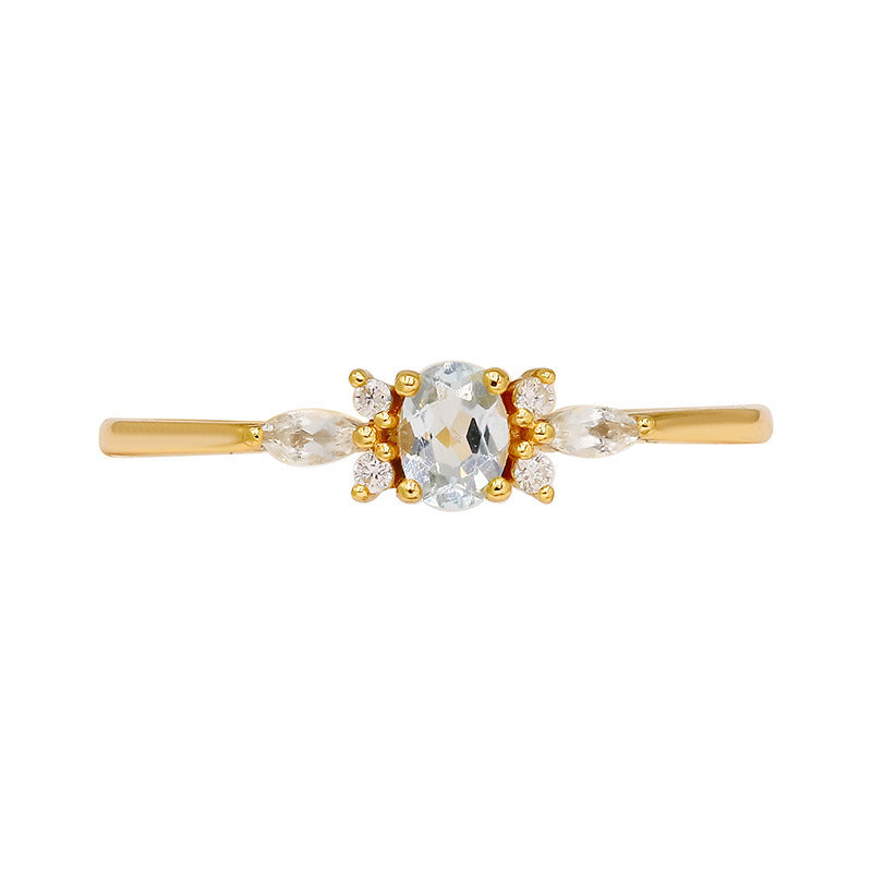 Bague en Argent S925 pour Femmes Couleur Bleu Ciel