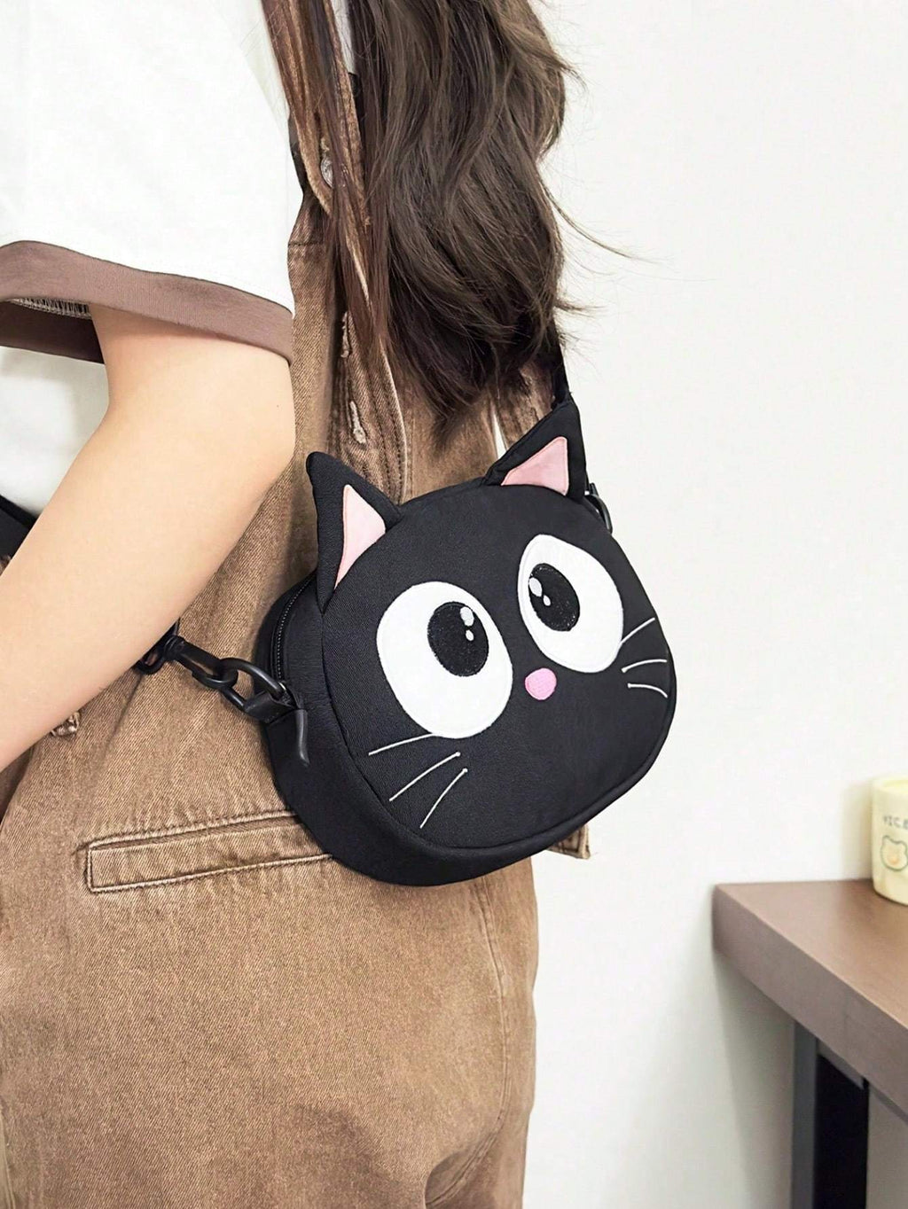 Nouveau Sac à Bandoulière Mignon Chat Noir aux Grands Yeux
