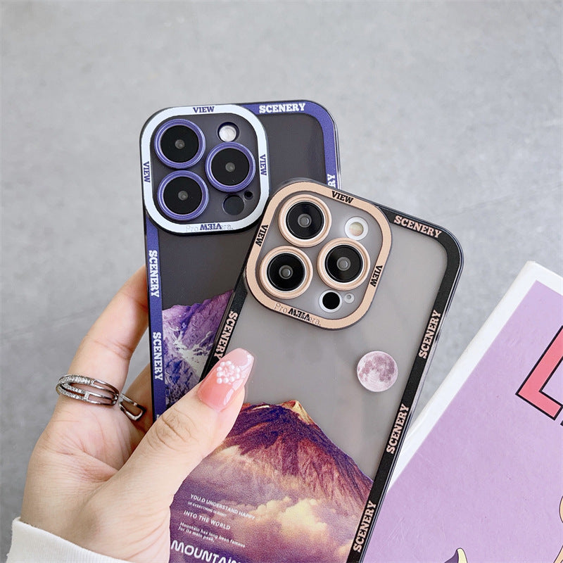 Coque de Téléphone Apple 14 Violet Foncé - Pic de Montagne