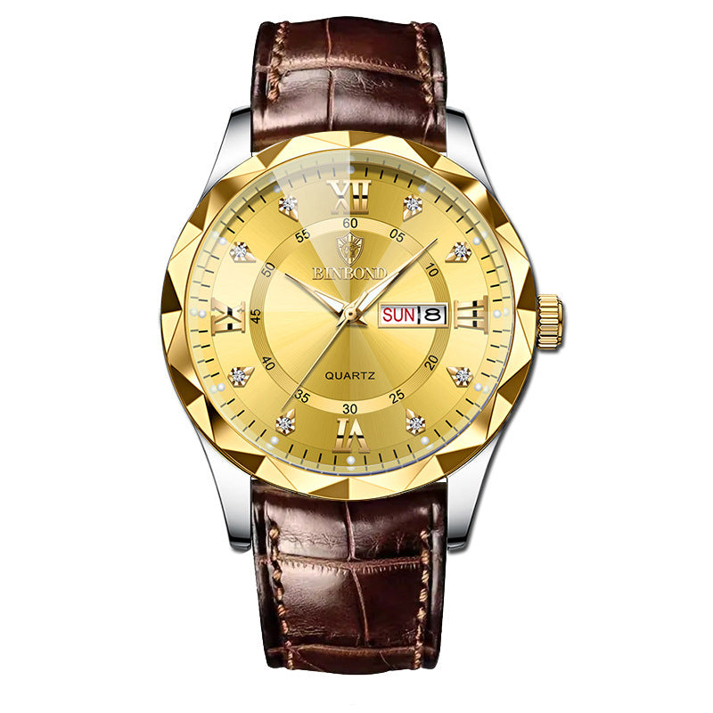 Montre Quartz Homme en Cuir Véritable Étanche - Style Affaires et Loisirs