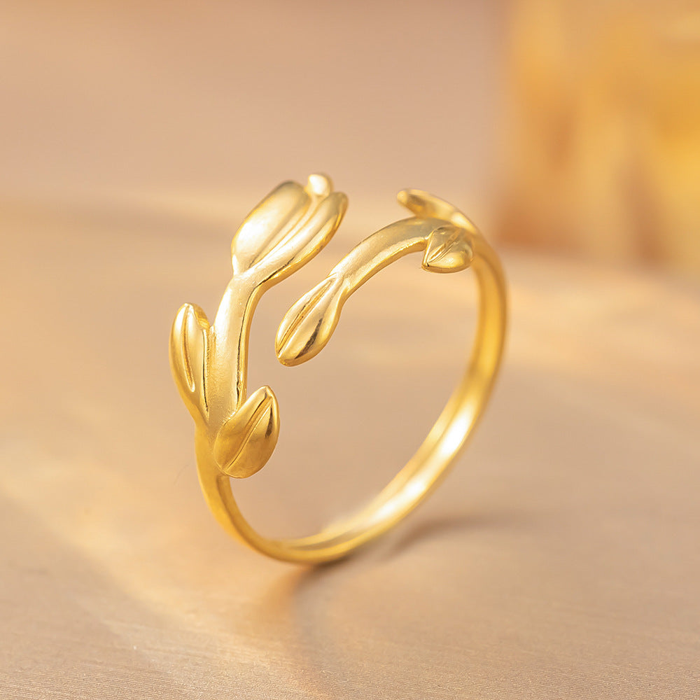 Bague Ouverte Ajustable en Acier Titane Retro - Élégance et Simplicité