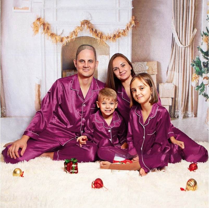Pyjama en Soie Glacée Parent-Enfant à Manches Longues - Allomarc.com