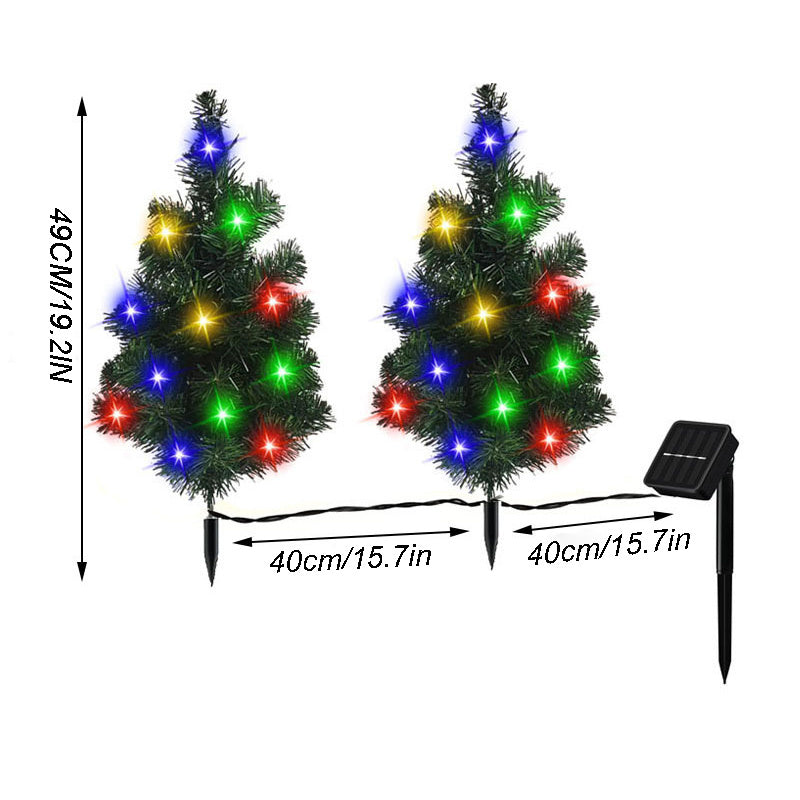 Paquet de 2 Arbres de Noël Solaires avec Lumières LED Multicolores