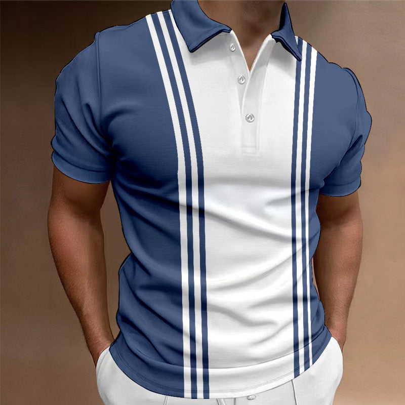T-shirt Casual à Imprimé avec 3 Boutons pour Hommes