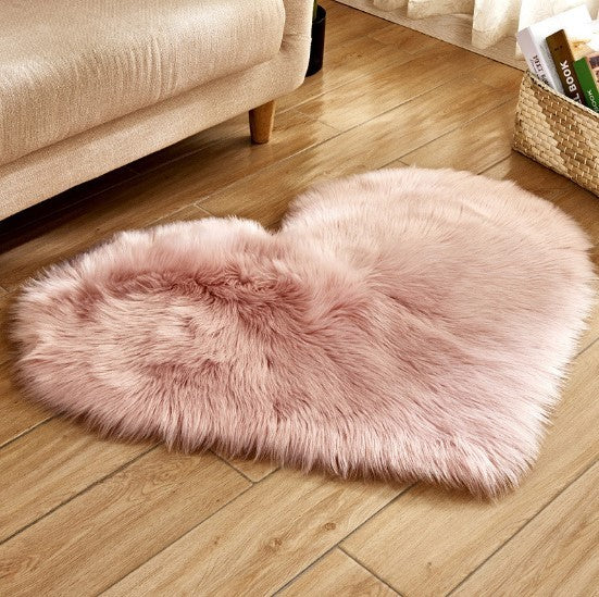 Tapis en Forme de Coeur Plush Antidérapant - Tapis Fluffy pour Salon