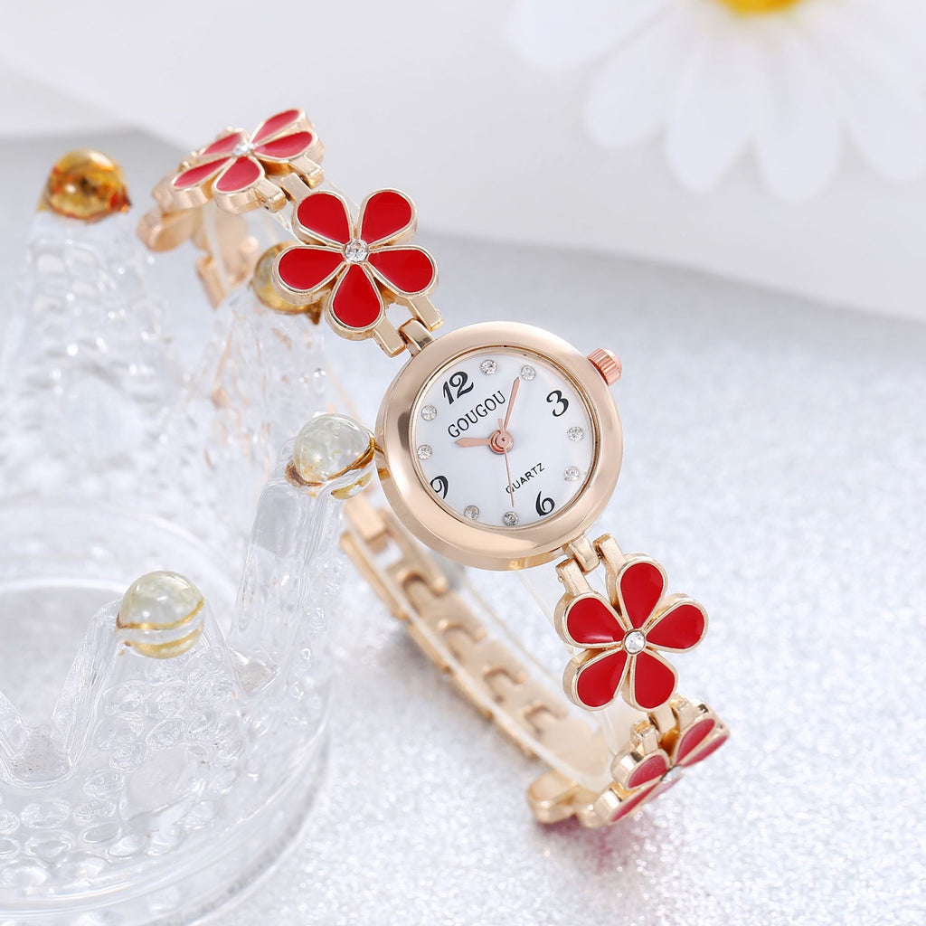 Montre Bracelet Femme à Motif Pétale en Quartz