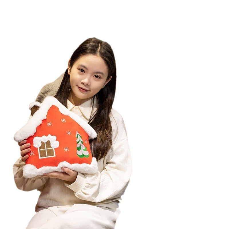 Coussin en Peluche Décoratif de Noël en Forme d'Arbre