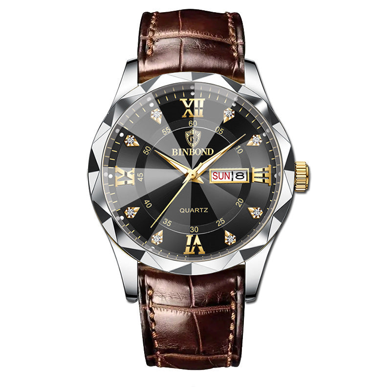 Montre Quartz Homme en Cuir Véritable Étanche - Style Affaires et Loisirs