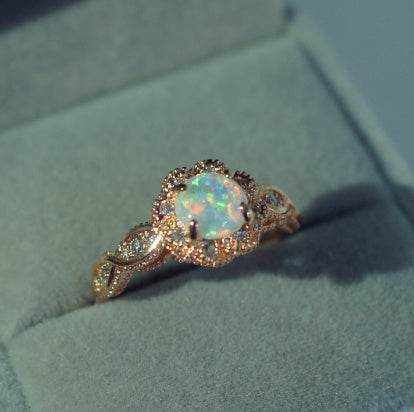 Bague Fleur Opale Platine - Allomarc.com