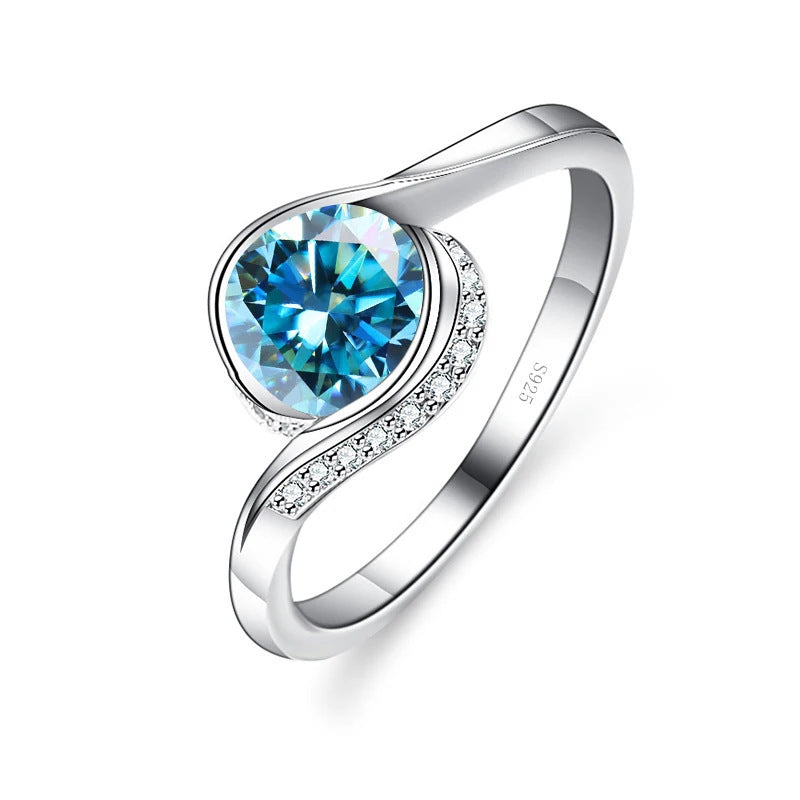 Bague en Moissanite S925 en Argent Sterling pour Femmes