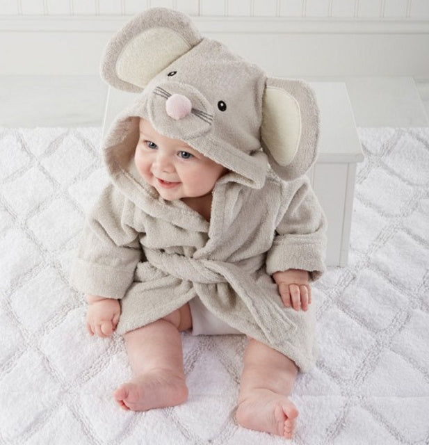 Serviettes de bain et peignoirs à capuche pour bébé avec motifs d'animaux mignons en coton