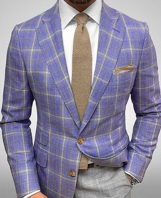 Veste de Costume Légère pour Homme à Motif À Carreaux