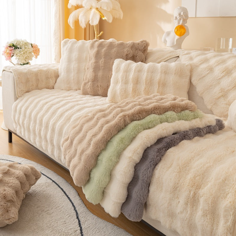 Coussin de canapé moderne en peluche épaisse d'hiver en lapin