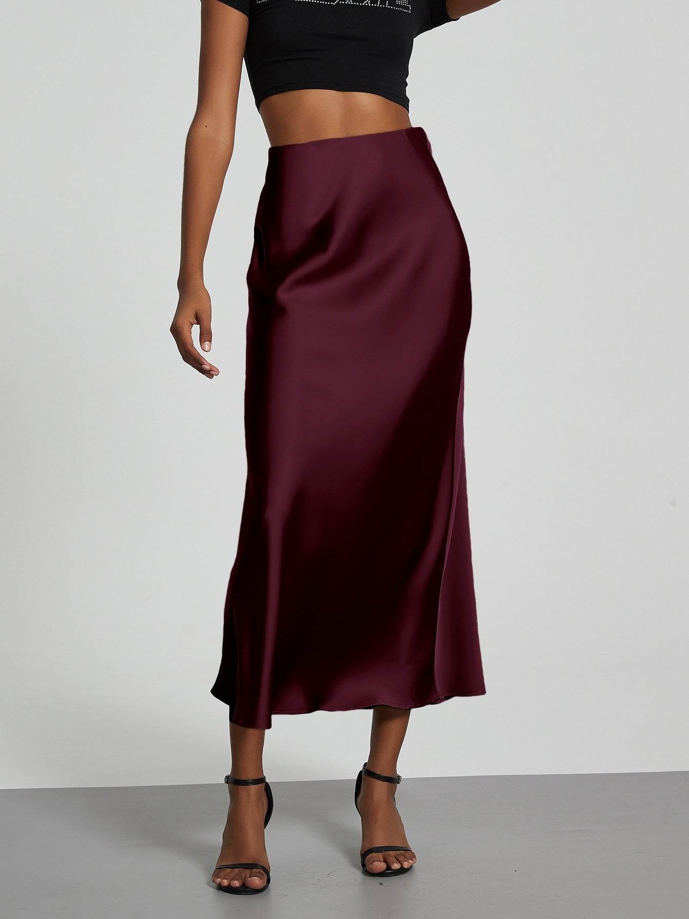 Jupe Satinée Ajustée Femme - Chic et Élégante - Allomarc.com
