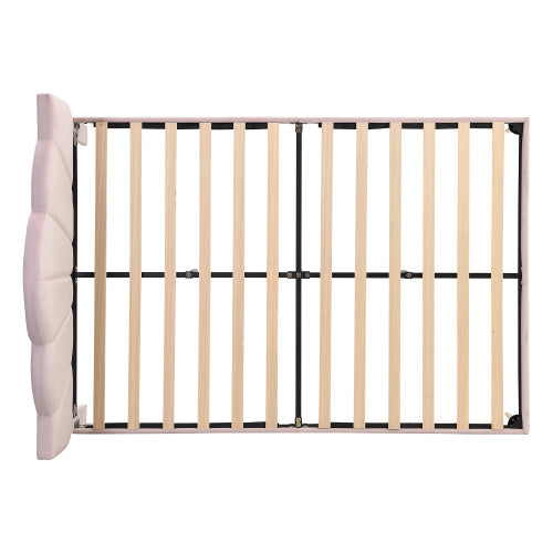 Lit en Velours Rose 150x200 cm avec Pieds en Fer Doré