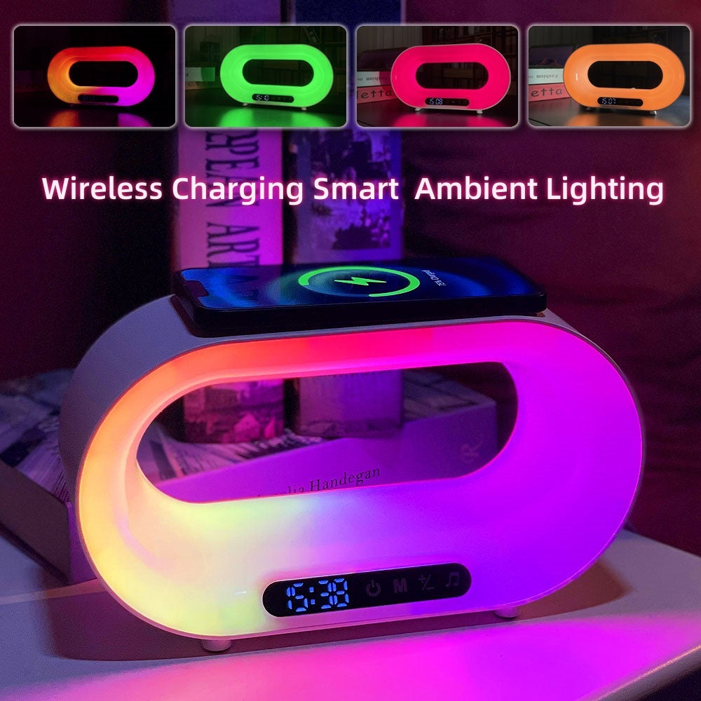Lampe de Bureau LED 3 en 1 avec Contrôle APP, Chargeur sans Fil et Réveil