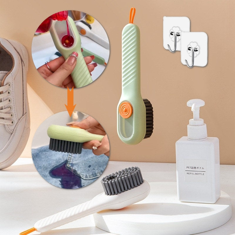 Brosse à chaussures multifonctionnelle à poils souples avec long manche