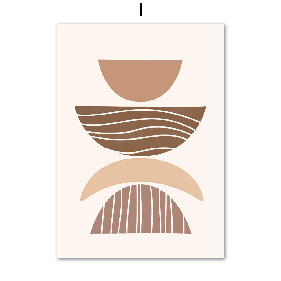 Peinture Géométrique Abstraite Boho avec Feuilles