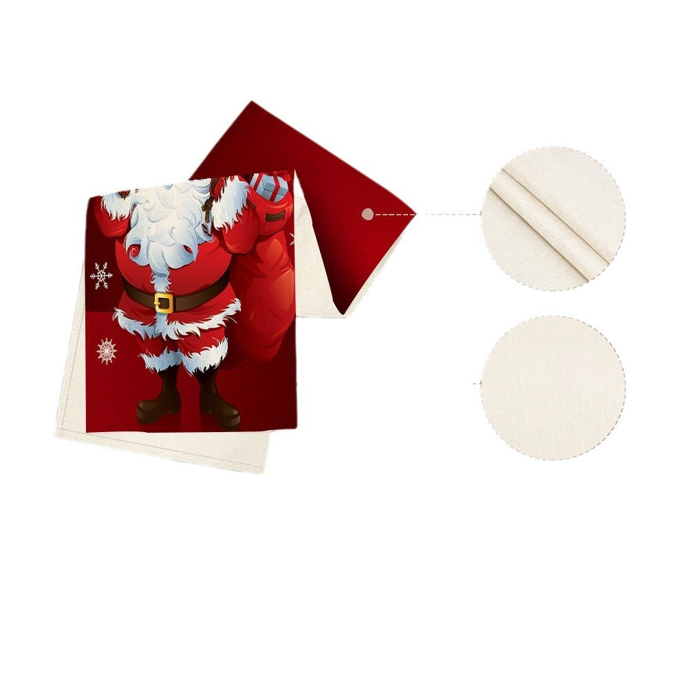 Napperon en Lin Imprimé Bonhomme de Neige Ancien