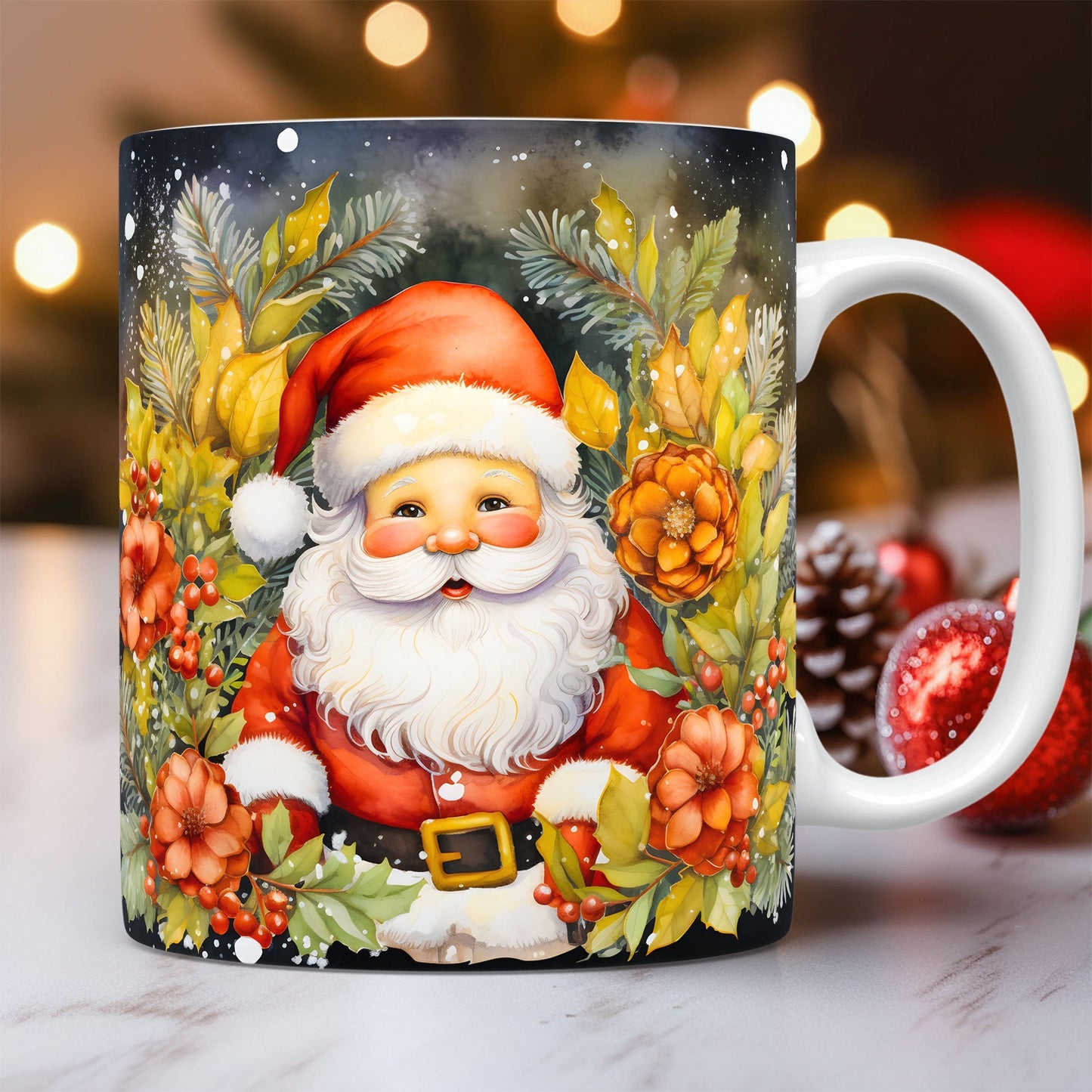 Mug en Céramique 3D de Noël – Design Unique de Bonhomme de Neige et Santa