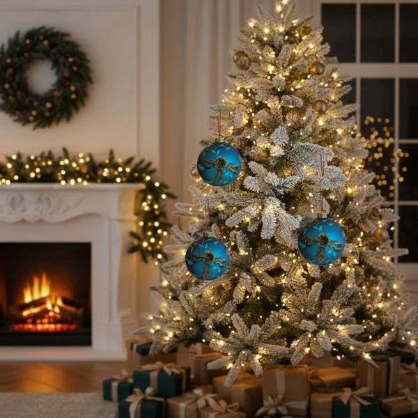 Set de 4 Boules en Verre Décoratives de Noël - Ornements Brillants pour Arbre