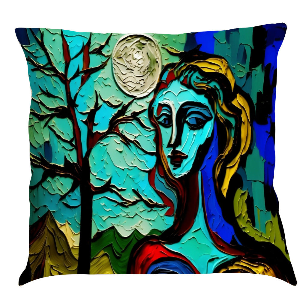Coussin en Lin Imprimé avec Peinture Huile Créative - Voiture
