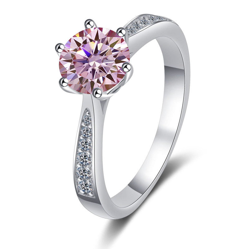 Bague en Moissanite Classique à Six Griffes en Argent S925